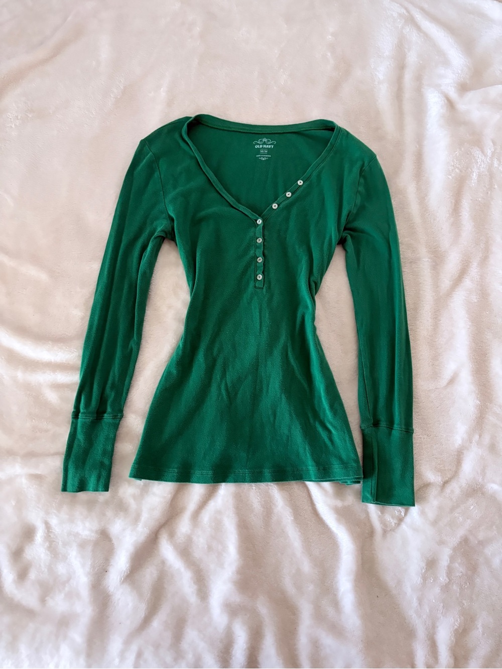 Old Navy Emerald Green Long Sleeve Henley Top